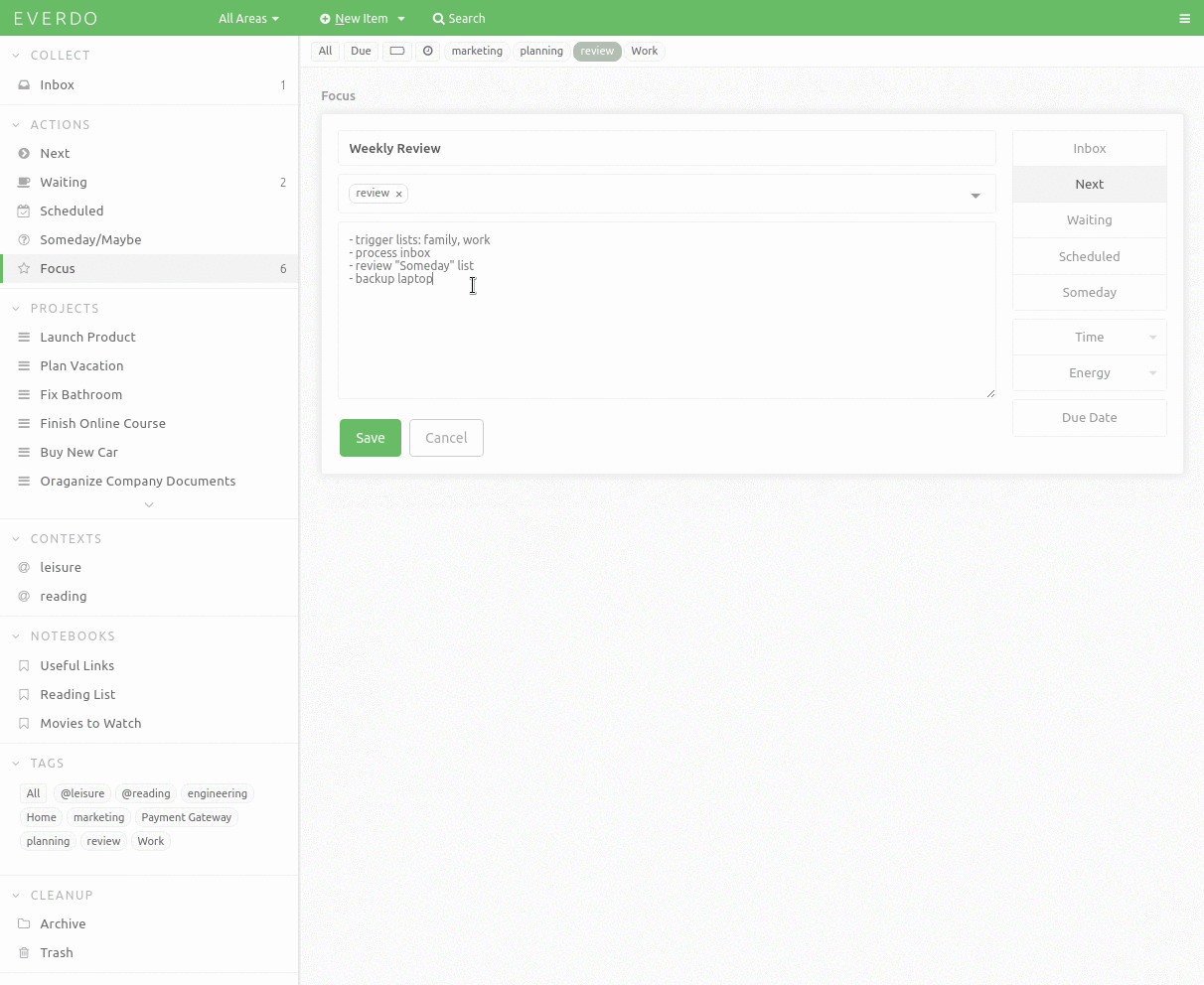 Any tasks or project can have multiple checklists in its text description